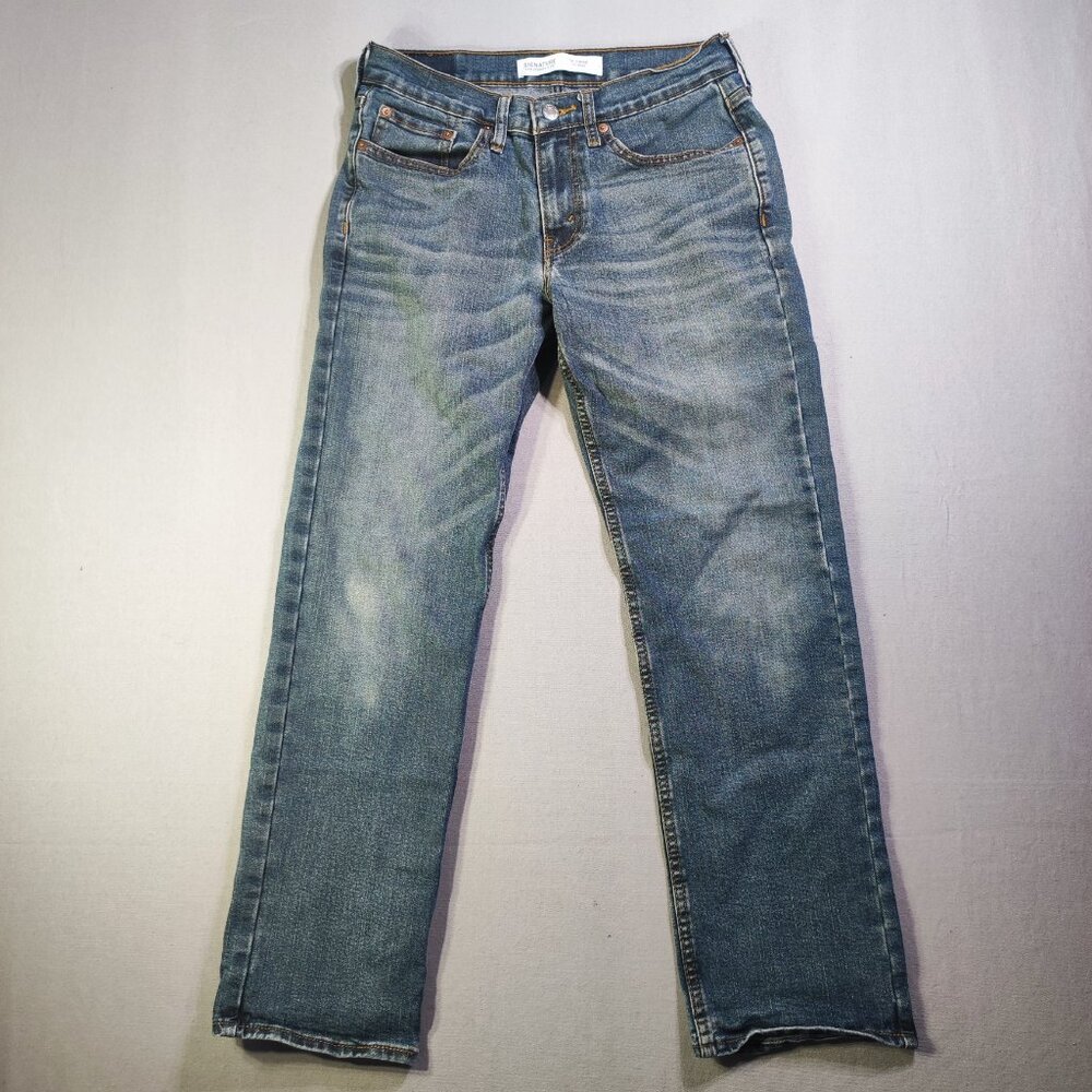 Signature by Levi Strauss S51 jeans men's size W29XL30 hard washed blue straight